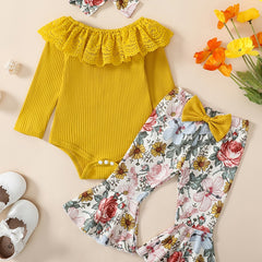 Girl Ruffle Bodysuit Flared Pants Set