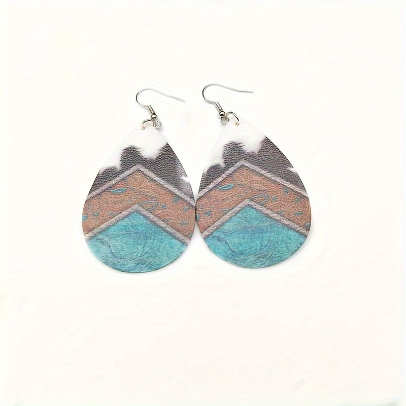 Vintage Teardrop PU Earrings Party Wear