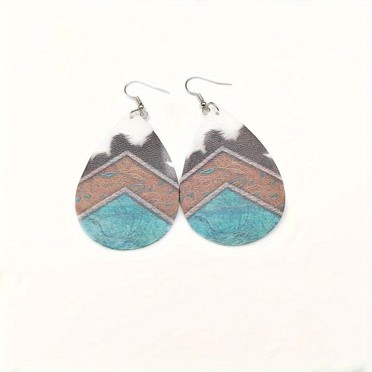 Vintage Teardrop PU Earrings Party Wear