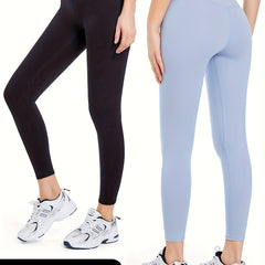High Waist Yoga Leggings Solid Color Seamless Workout Pants