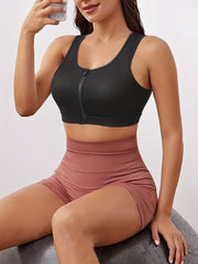 SCARBORO Women Sports Bra Zipper Workout Bra High Impact Top