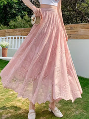 Embroidered Lace Elastic Waist Skirt for Women