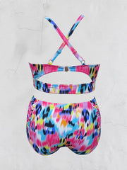 Tie Dye Halter Neck Bikini Set Medium Stretch