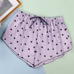 Polka Dot Satin Lace Up Shorts Women's Sleepwear