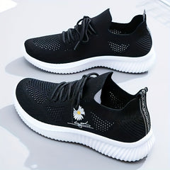 Women's Knitted Sock Sneakers Breathable Lace Up Sports Shoes