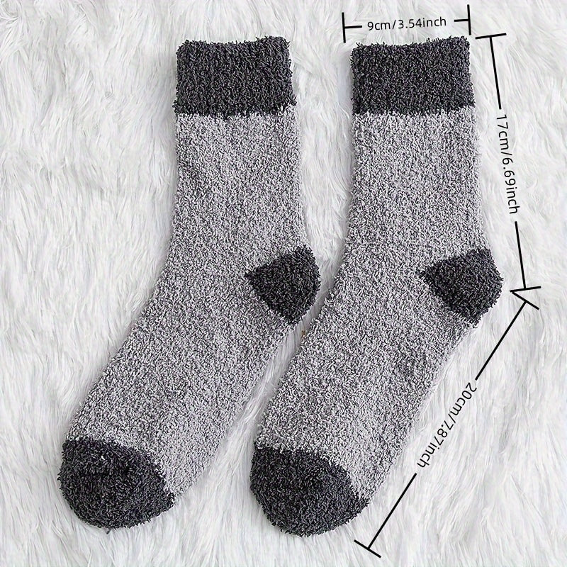 5 Pairs Men's Warm Thermal Crew Socks Plush Comfy Casual Unisex Winter Socks