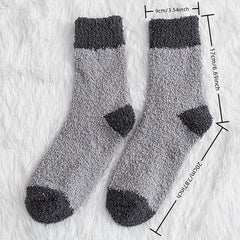 5 Pairs Men's Warm Thermal Crew Socks Plush Comfy Casual Unisex Winter Socks