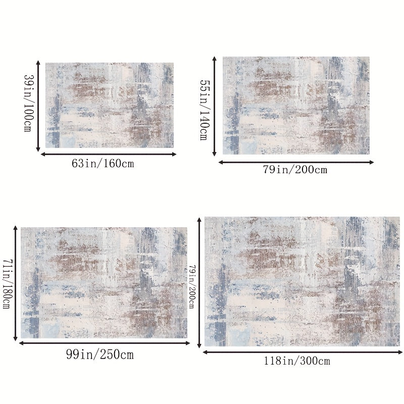 Washable Fluffy Bedroom Area Rug Abstract Carpet with Non Slip Backing