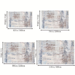 Washable Fluffy Bedroom Area Rug Abstract Carpet with Non Slip Backing