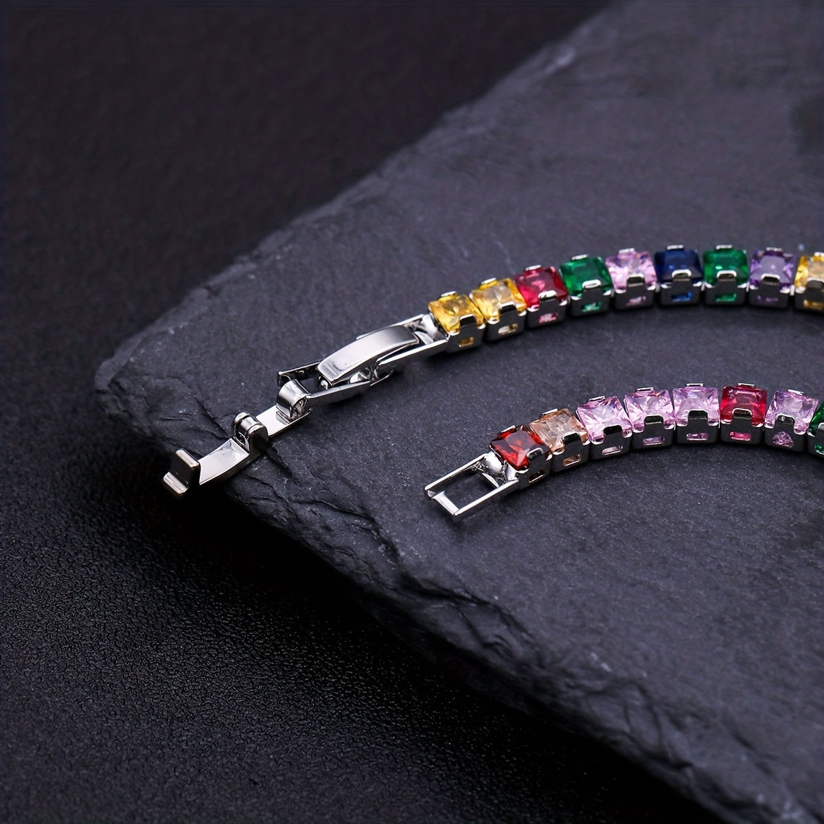 Colorful Cubic Zirconia Chain Necklace For Girls