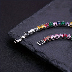 Colorful Cubic Zirconia Chain Necklace For Girls