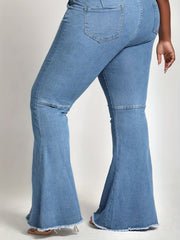 Mid-Stretch Flare Leg Jeans Button Fly