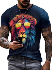 Men's 3D Lion T-shirt Stretchy Breathable Tee