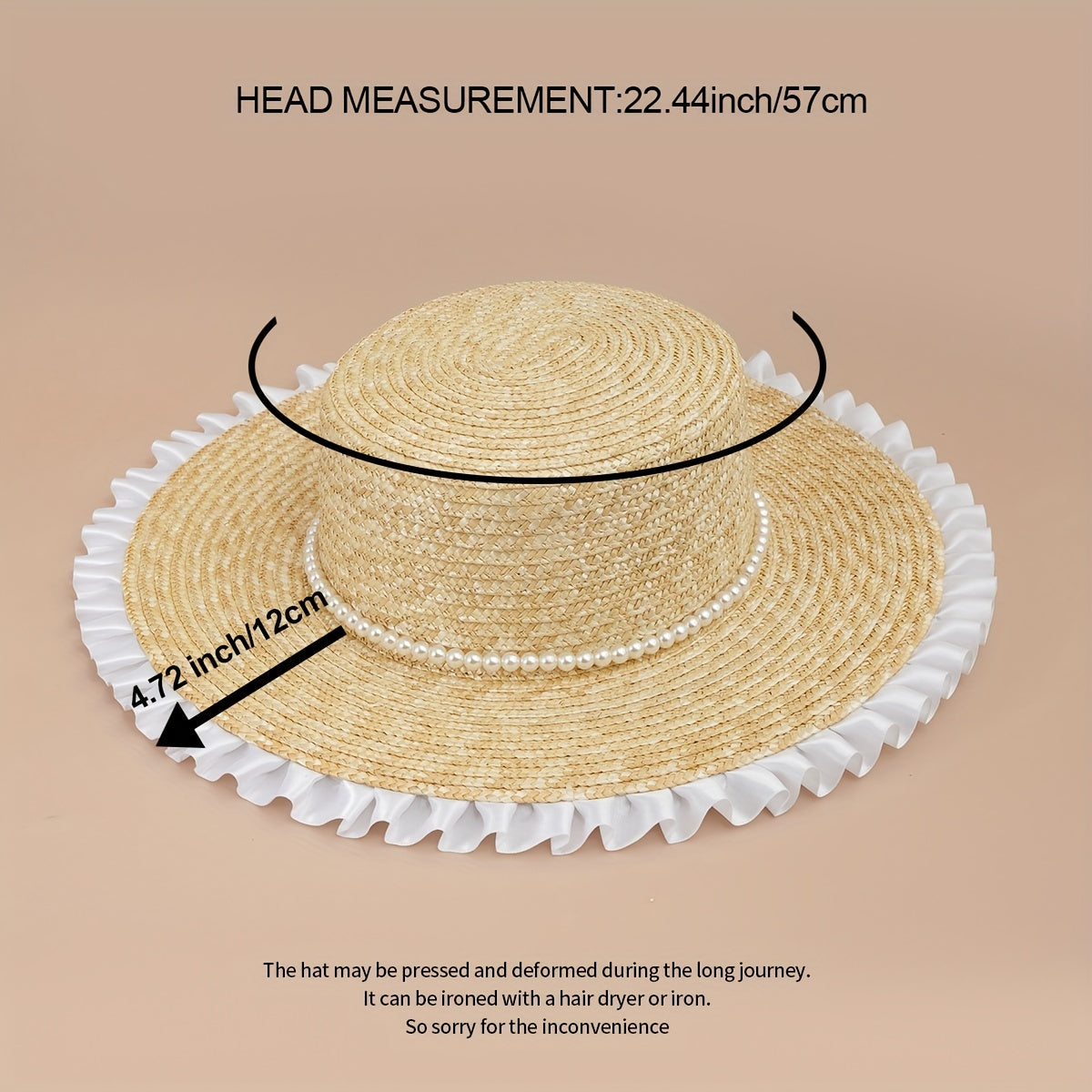 Flat Top Lace Fedora French Style Faux Pearl Decor Sun Hat