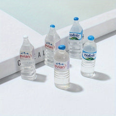 Mini Water Bottle Set of 5 Resin Material for 1:12 Scale Dollhouse Decorations