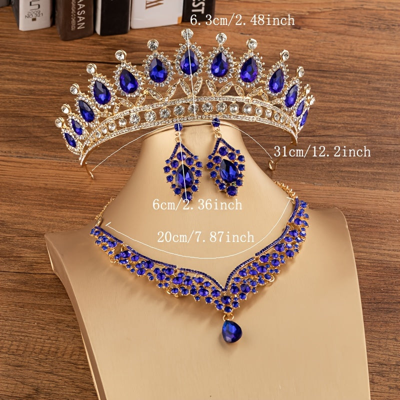 Crystal Rhinestone Bridal Tiaras And Crown Set For Women Queen Princess