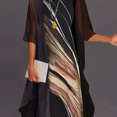 Women's Plus Marble Print Tank Dress & Sleeve Cover Up Set