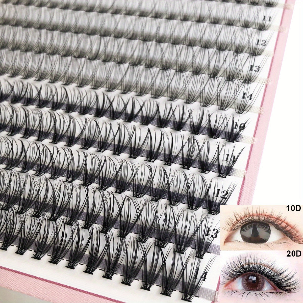 200Pcs 10D 20D Cluster Lashes D Curling Eyelash Extension