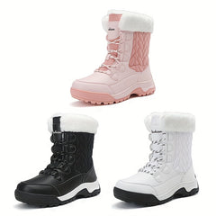 Plush Lined Thermal Flat Snow Boots Non Slip Waterproof Snow Shoes