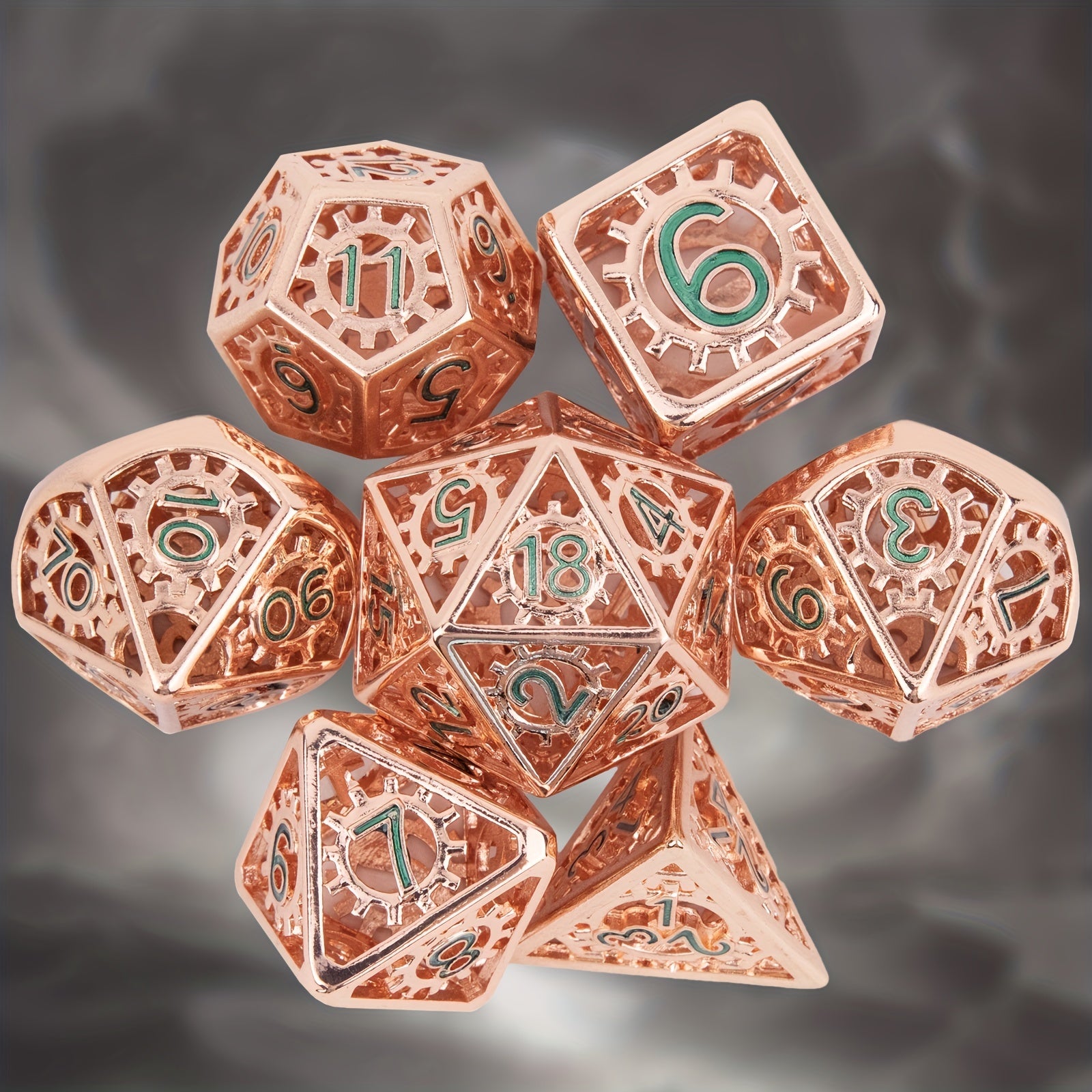 7pcs Geared Metal Dice Set for RPG Board Games
