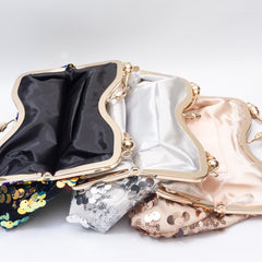 Sequins Evening Bag Kiss Lock Clutch Purse Wedding Handbags