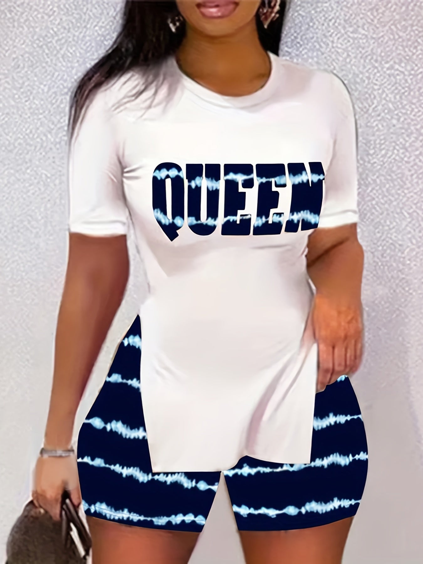 Floral Print Two piece Set T shirt & Biker Shorts Outfits Women