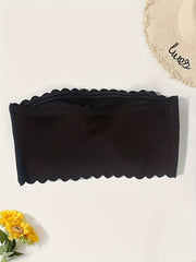 Scallop Trim Strapless Bandeau Bra Women's Lingerie