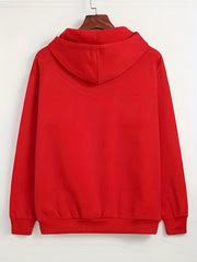 Solid Kangaroo Pocket Hoodie Casual Long Sleeve Drawstring Hoodies Sweatshirt