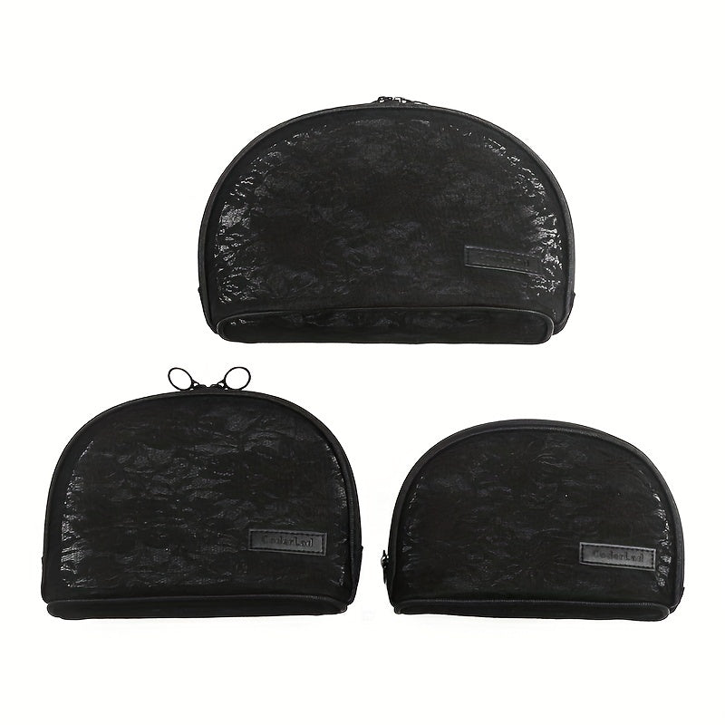 Floral Mesh Makeup Bag Women Breathable Zipper Pouch Toiletry Travel Organizer