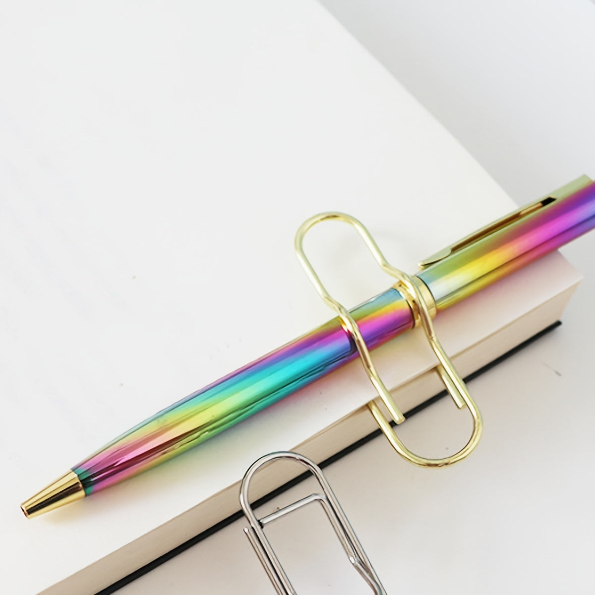 2pcs Colorful Metal Pen Clips for Journals & Bills