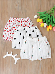 3pcs Print Baby Girl's Shorts Bread Pants Comfy Shorts