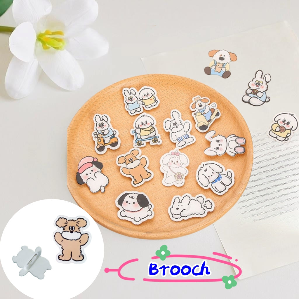15pcs Kpop Acrylic Pins Stickers Bunny Puppy Back to School Gift For Girls