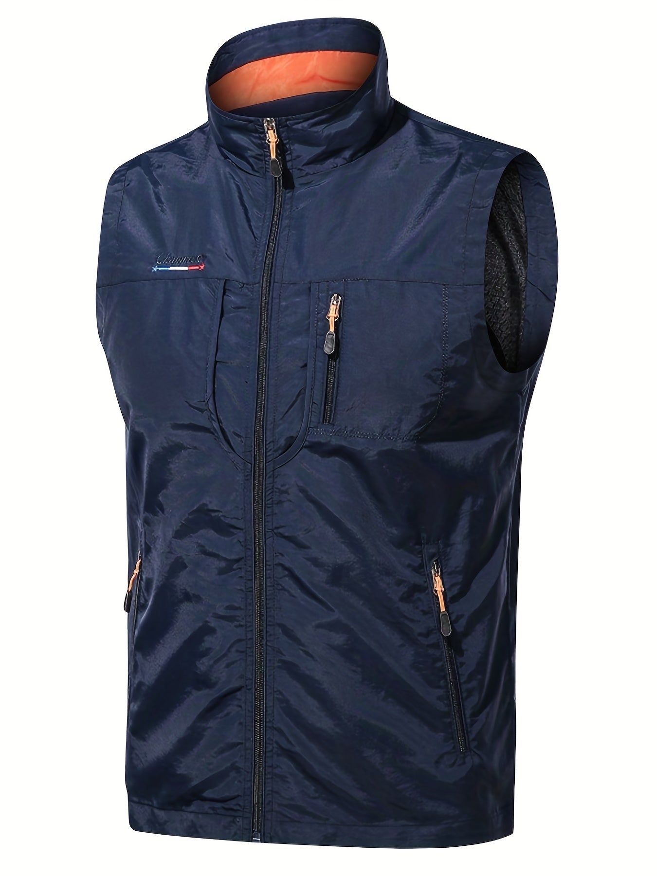 Men's Stand Collar Zip Up Cargo Vest for Outdoor Activities