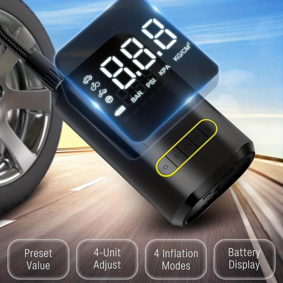 Automatic Air Compressor Tire Inflator with LED Light