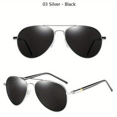 Men's Mixed Alloy Polarized Sunglasses Vintage Pilot Sun Glasses