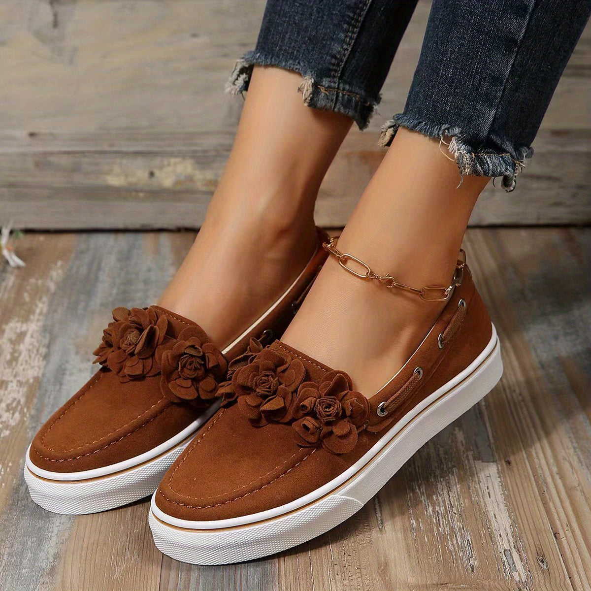 Women's Flower Loafers Comfortable Slip On Shoes