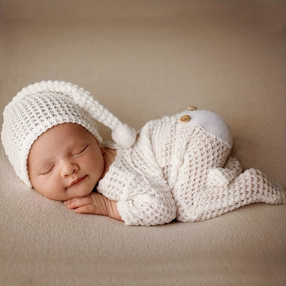 Newborn Photography Outfit Hat & Jumpsuit Props Yellow Green