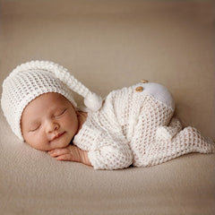 Newborn Photography Outfit Hat & Jumpsuit Props Yellow Green