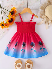 Toddler Girls Gradient Sunflower Cami Princess Dress