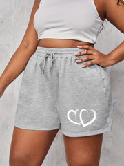 Women's Plus Hearts Print Drawstring Shorts