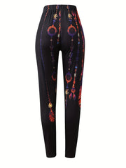 Tribal Feather Print High Rise Leggings
