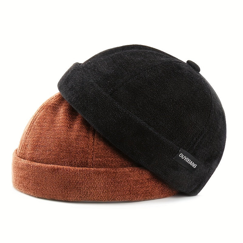 Label Patch Docker Cap Warm Skull Hat Solid Beanie Lightweight