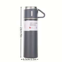 500ml Stainless Steel Water Cup w/ Teacup Lid, Leakproof & Insulated
