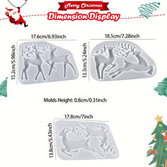 3Pcs Christmas Elk Molds for Resin Casting