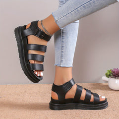 Women's Platform Roman Sandals Ankle Buckle Strap Shoes