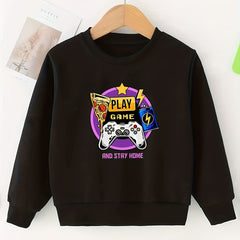 Kids Game Machine Print Sweatshirt Girls Graphic Pullover Top