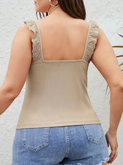 Solid Ribbed Cami Top with Ruffle Straps
