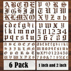 6pcs Old English Stencil Letters Number Template Reusable Gothic Calligraphy