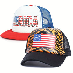 Tiger Print Trucker Hat Mesh Baseball Cap Adjustable Sunshade Dad Hats
