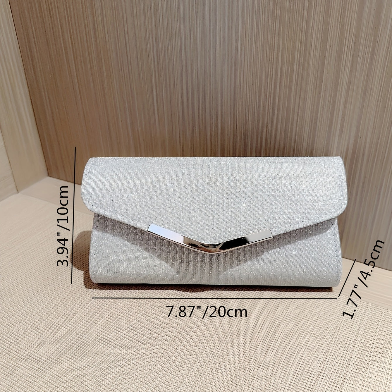 Metal Chain Flap Handbag Elegant Sparkly Purse Classic Evening Bag